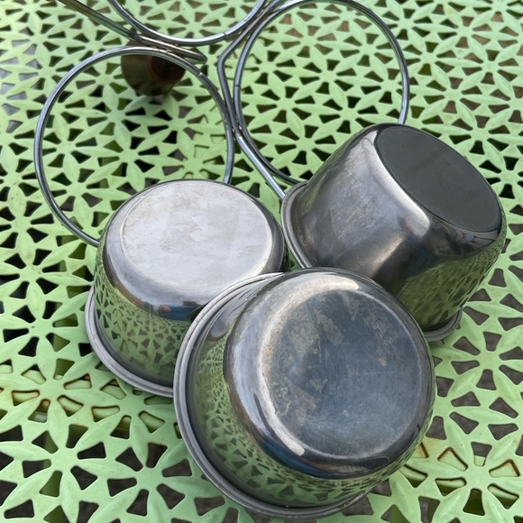 Condiment Server Caddy Mid-Century Modern Wood & Stainless - Picture 5 of 8